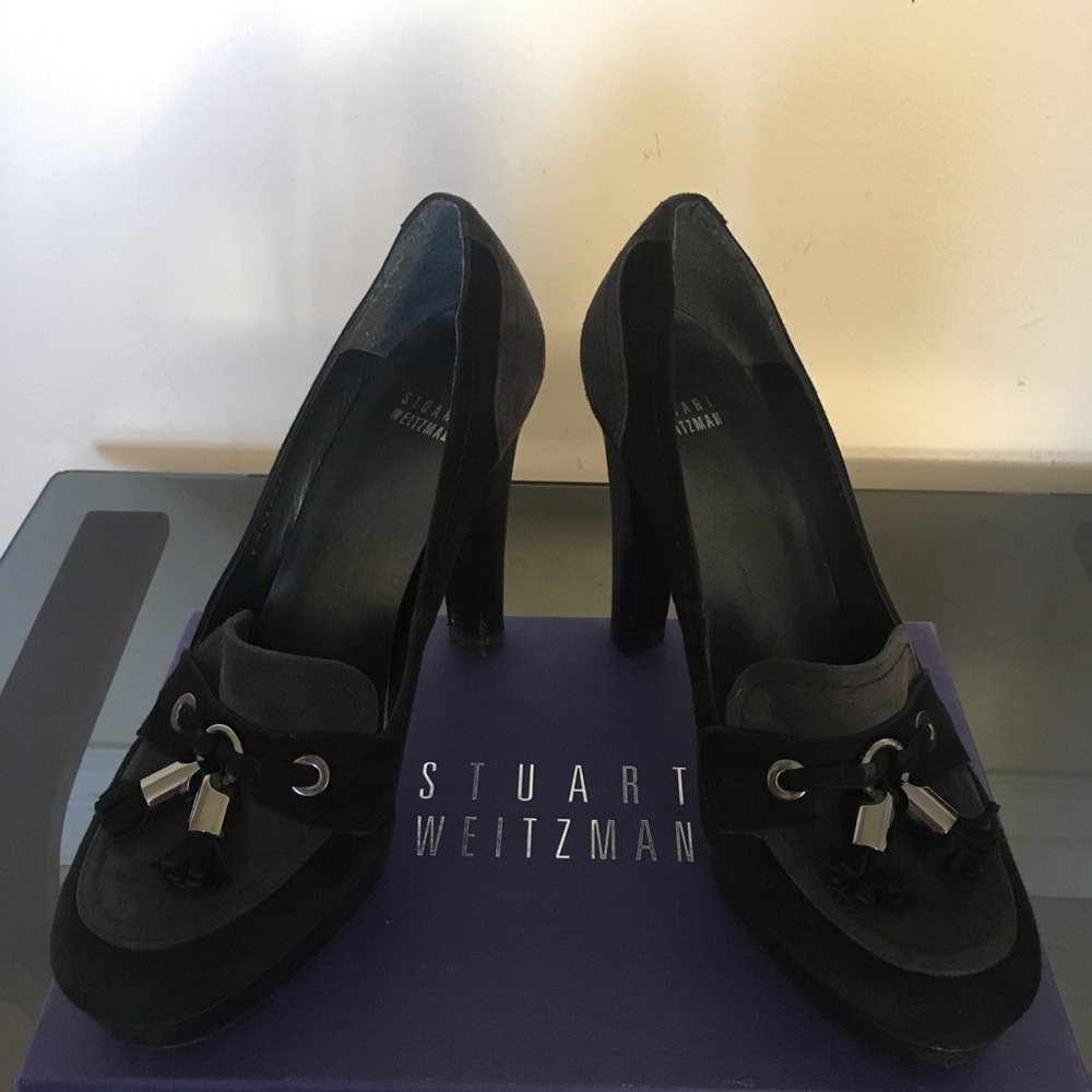 black suede Stuart weitzman platform “Tassup”